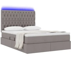 Lova su daiktų laikymo vieta ir LED su LED Taupe 140 x 200 cm