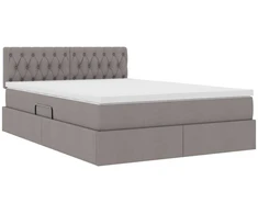 Lova su daiktų laikymo vieta ir LED Taupe 140 x 200 cm audinys