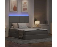 LED saugojimo lova su čiužiniu Taupe 140 x 200 cm Audinys