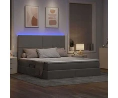 LED saugojimo lova su čiužiniu Taupe 160 x 200 cm Audinys