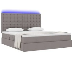 LED saugojimo lova su čiužiniu Taupe 160 x 200 cm Audinys