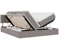Lova su LED juostelių žibintais Taupe 180 x 200 cm audinys