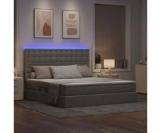Lova su daiktų laikymo vieta ir LED su LED Taupe 180 x 200 cm