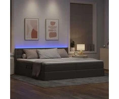 LED saugojimo lova su čiužiniu Taupe 200 x 200 cm Audinys