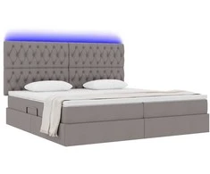 Lova su daiktų laikymo vieta ir LED su LED Taupe 200 x 200 cm