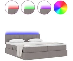 LED saugojimo lova su čiužiniu Taupe 200 x 200 cm Audinys