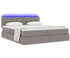 Lova su LED juostelių žibintais Taupe 200 x 200 cm audinys
