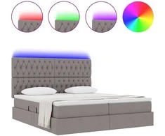 LED saugojimo lova su čiužiniu Taupe 200 x 200 cm Audinys