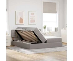 Lova su LED juostelių žibintais Taupe 200 x 200 cm audinys