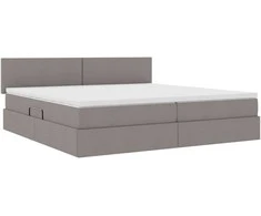 Lova su daiktų laikymo vieta ir LED Taupe 200 x 200 cm audinys