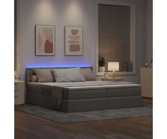 LED saugojimo lova su čiužiniu Taupe 200 x 200 cm Audinys