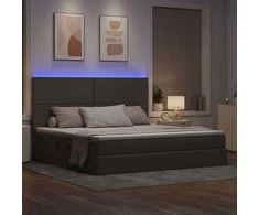 LED saugojimo lova su čiužiniu Taupe 200 x 200 cm Audinys