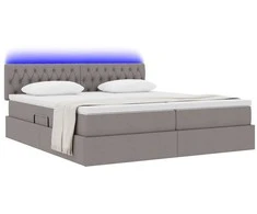 Lova su LED juostelių žibintais Taupe 200 x 200 cm audinys