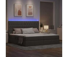 LED saugojimo lova su čiužiniu Taupe 200 x 200 cm Audinys