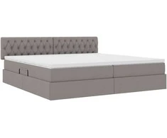 Lova su daiktų laikymo vieta ir LED Taupe 200 x 200 cm audinys