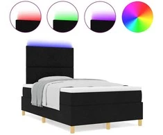 LED Čiužinio Lova su galvūgalio Juoda 120 x 190 cm audinys