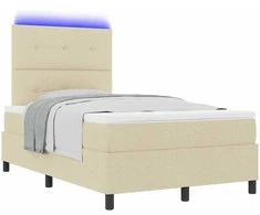Kiemas lova su LED juostelėmis Kreminė 120 x 200 cm audinys