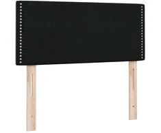 Lova su spyruoklėmis ir čiužiniu, juoda, 90x210 cm, aksomas