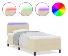 Kiemas lova su LED juostelėmis Kreminė 100 x 200 cm audinys