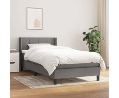 Lova su spyruoklėmis ir čiužiniu, pilka, 100x200cm, audinys