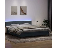 Lova su spyruokliniu/čiužiniu/LED, tamsiai pilka, 180x220 cm, aksomas