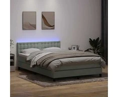 Lova su spyruokliniu/čiužiniu/LED, šviesiai pilka, 160x220 cm, aksomas