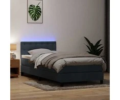 Lova su spyruokliniu/čiužiniu/LED, tamsiai pilka, 80x210 cm, aksomas