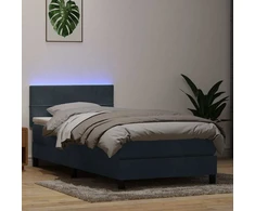 Lova su spyruokliniu/čiužiniu/LED, tamsiai pilka, 80x220 cm, aksomas