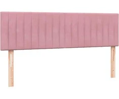 Lova su spyruoklėmis ir čiužiniu, rožinė, 140x220 cm, aksomas