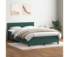 Lova su spyruoklėmis ir čiužiniu, žalia, 160x210 cm, aksomas