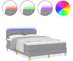 LED Čiužinio Lova Šviesiai pilka 140 x 190 cm audinys