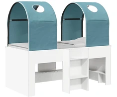 Lova su Tuneliu 4 pcs Balta ir šviesiai mėlyna Apdirbta mediena