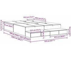 Lova su daiktų laikymo vieta Balta 135 cm Apdirbta mediena