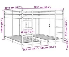 Trivietis lovos rėmas Natūrali 80 / 200 x 200 cm