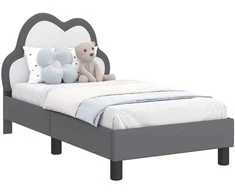 Lova Vaikiška Lovo Rėmas su Galvūgaliu Šviesiai pilka 70 x 140 cm PU