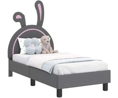 Lova Vaikiška Lovo Rėmas su Galvūgaliu Šviesiai pilka 70 x 140 cm PU