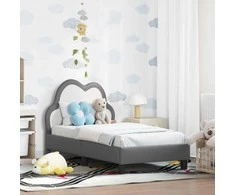 Lova Vaikiška Lovo Rėmas su Galvūgaliu Šviesiai pilka 70 x 140 cm PU