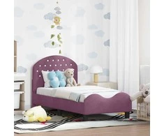 Lova Vaikiška Lovo Rėmas su Galvūgaliu Violetinė 70 x 140 cm Aksomas