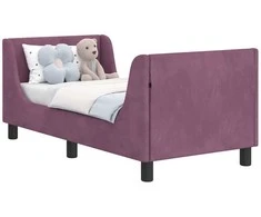 Lova Vaikiška Lovo Rėmas su Galvūgaliu Violetinė 70 x 140 cm Aksomas