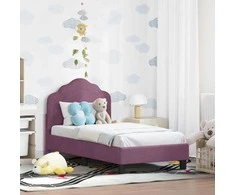 Lova Vaikiška Lovo Rėmas su Galvūgaliu Violetinė 70 x 140 cm Aksomas