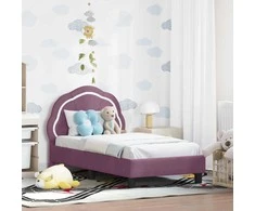 Lova Vaikiška Lovo Rėmas su Galvūgaliu Violetinė 70 x 140 cm Aksomas