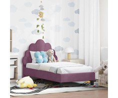 Lova Vaikiška Lovo Rėmas su Galvūgaliu Violetinė 70 x 140 cm Aksomas