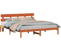 Lova Lovos rėmas Ruda 200 x 200 cm Pušies medienos masyvas