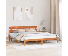 Lova Lovos rėmas Ruda 200 x 200 cm Pušies medienos masyvas