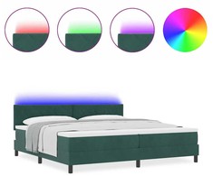 LED Čiužinio Lova Tamsiai žalia 200 x 200 cm Aksomas