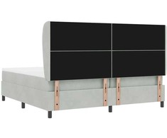 Kiemas lova su galvūgalio Šviesiai pilka 200 x 200 cm Aksomas