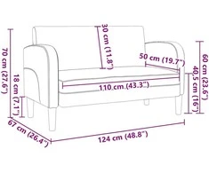 Loveseat sofa, ruda, 110cm, dirbtinė oda