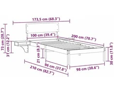 Lova Lovos rėmas Vaško ruda 100 x 200 cm Kietos pušies mediena