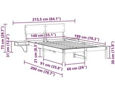 Lova Lovos rėmas Vaško ruda 140 x 190 cm Kietos pušies mediena