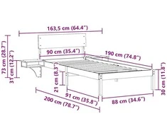 Lova Lovos rėmas Vaško ruda 90 x 190 cm Kietos pušies mediena